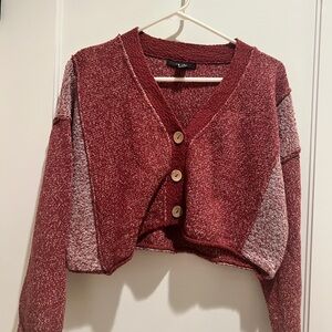 Forever 21 Burgundy and Gray Cardigan